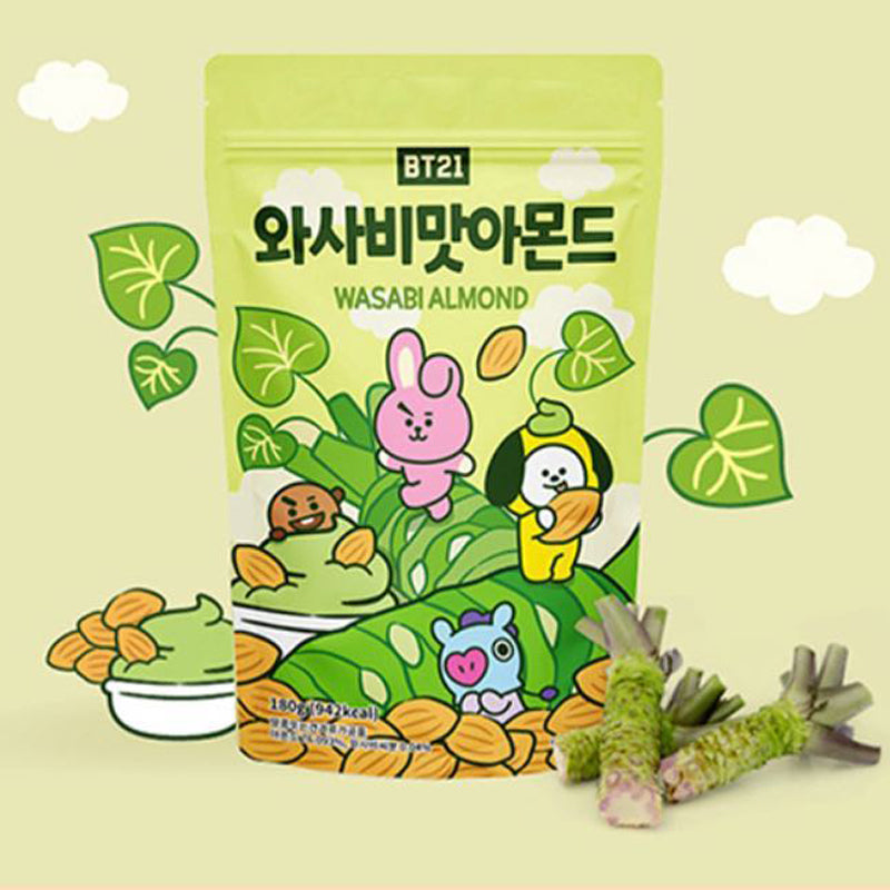 BT21 わさび味アーモンド 180g 韓国定番お菓子 ピリ辛おつまみ スナック：国民商会日本公式