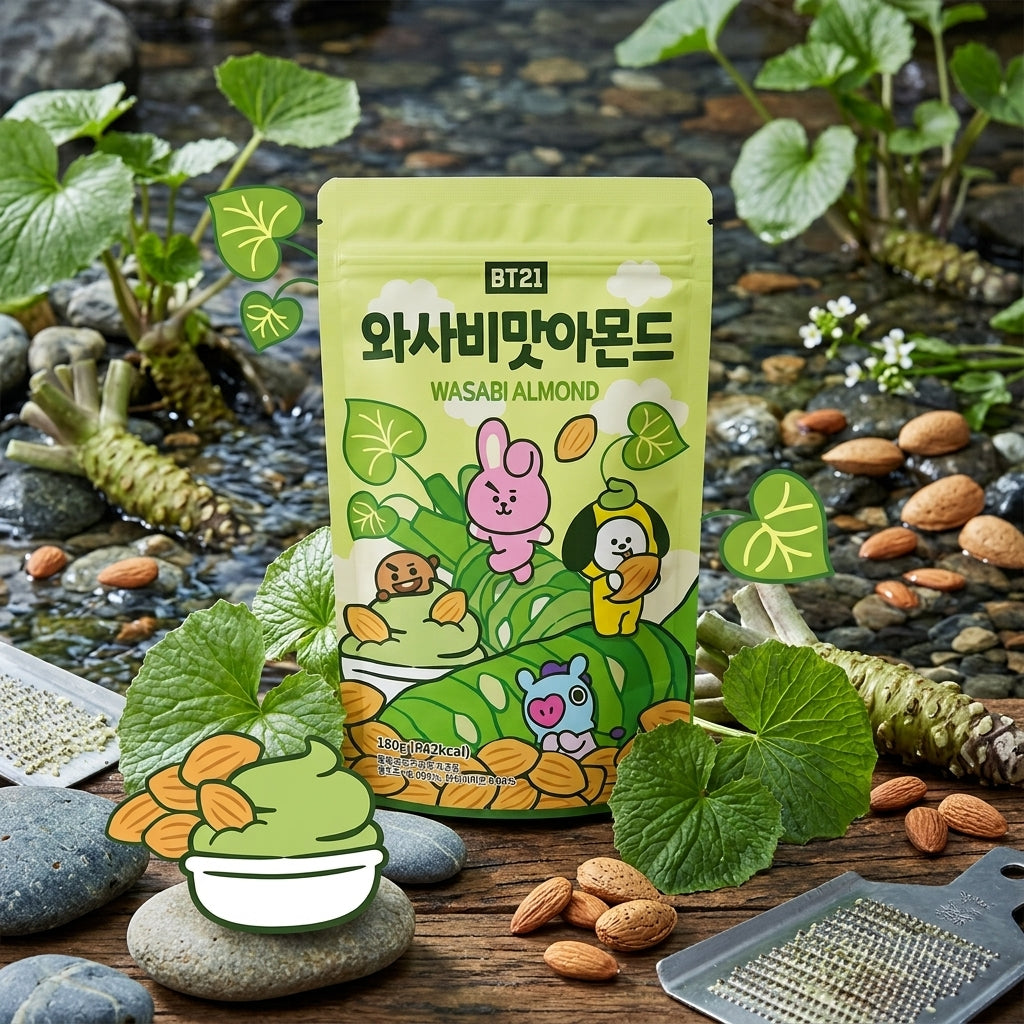 BT21 わさび味アーモンド 180g 韓国定番お菓子 ピリ辛おつまみ スナック：国民商会日本公式