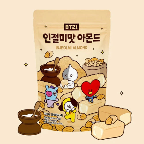 BT21 インジョルミ味 アーモンド 180g 韓国大人気のきなこ風味お土産スナック：国民商会日本公式