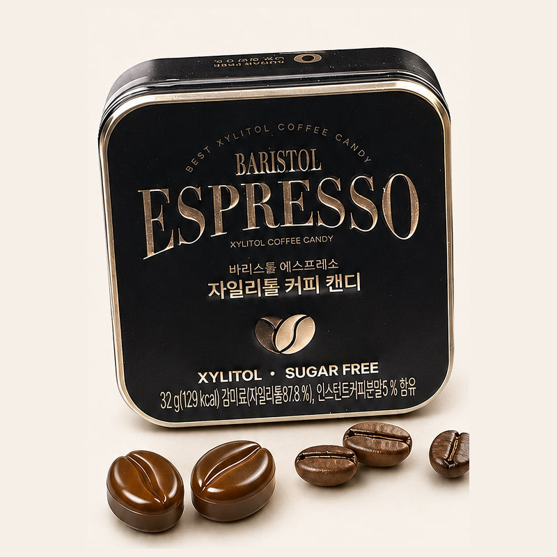 エスプレッソ キシリトール コーヒーキャンディ 32g 選べる2種 エスプレッソ カフェラテ 糖類0g 缶入り 携帯用 韓国 お土産 話題のお菓子：国民商会日本公式