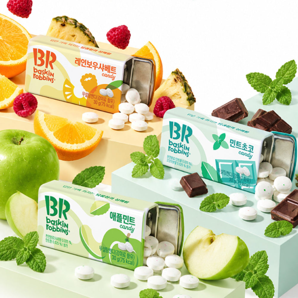 【Baskin Robbins サーティワンアイスクリーム】キャンディ 3種 ノンシュガー 韓国限定 レインボーシャーベット アップルミント ミントチョコ
