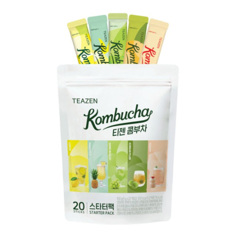 TEAZEN ティーゼン コンブチャ スターターパック 20スティック 5種 各4スティック 糖類ゼロ 韓国大人気ドリンク