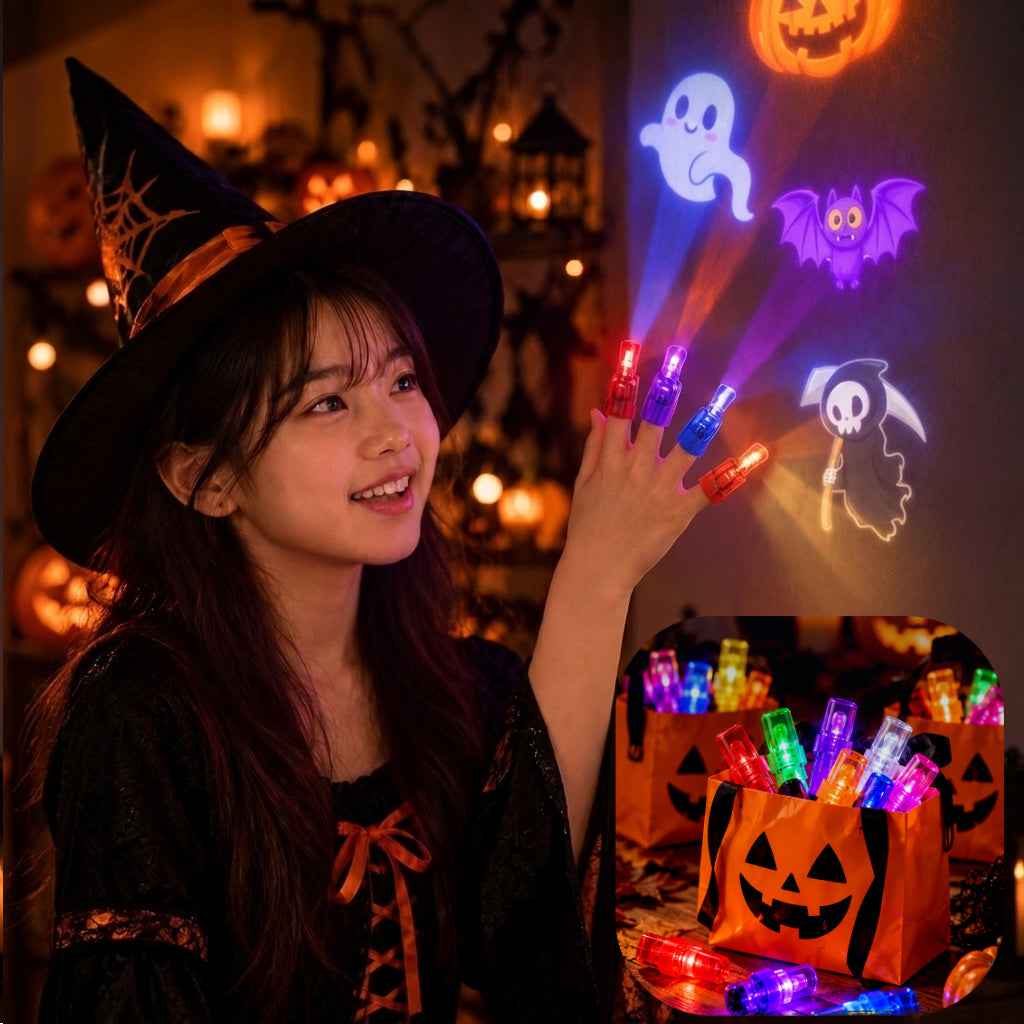ハロウィン フィンガーライト 8個セット 光るおもちゃ プロジェクターライト パーティーグッズ プチギフト イベント