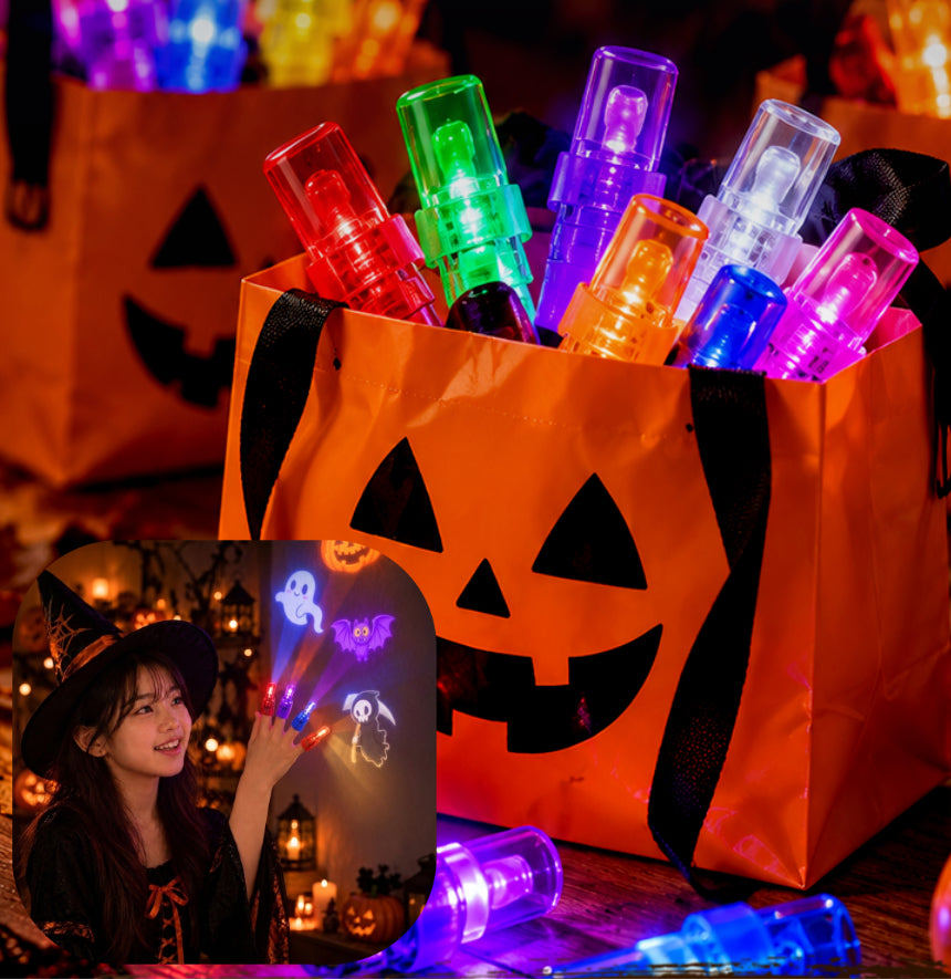 ハロウィン フィンガーライト 8個セット 光るおもちゃ プロジェクターライト パーティーグッズ プチギフト イベント