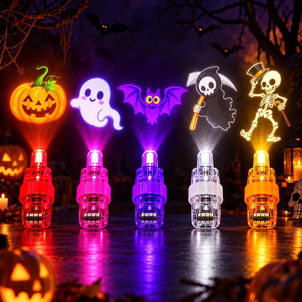 ハロウィン フィンガーライト 8個セット 光るおもちゃ プロジェクターライト パーティーグッズ プチギフト イベント