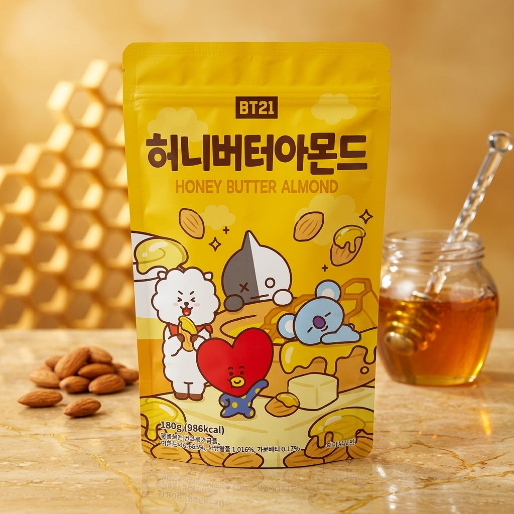 BT21 ハニーバターアーモンド 180g 韓国定番お菓子 甘じょっぱい スナック：国民商会日本公式