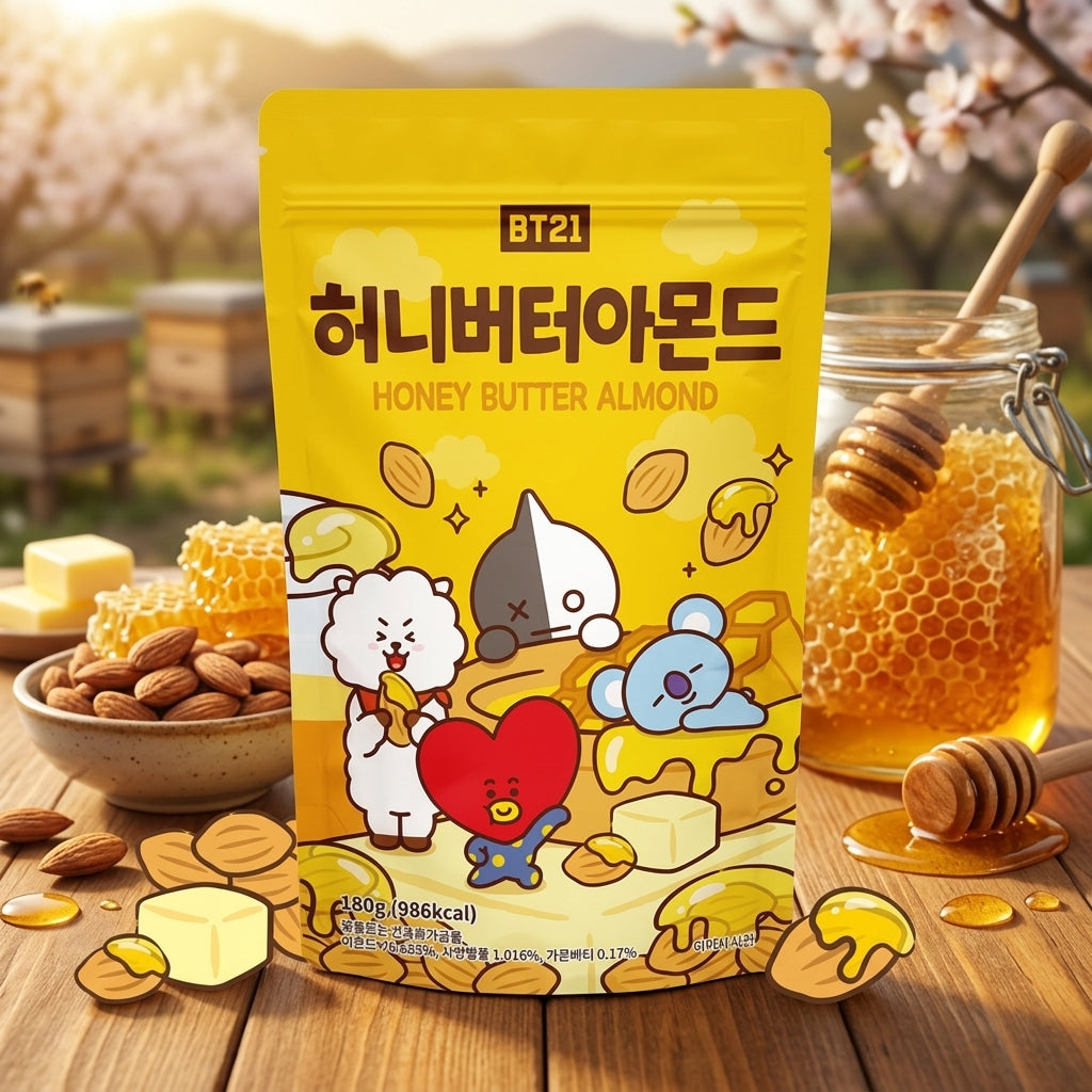 BT21 ハニーバターアーモンド 180g 韓国定番お菓子 甘じょっぱい スナック：国民商会日本公式